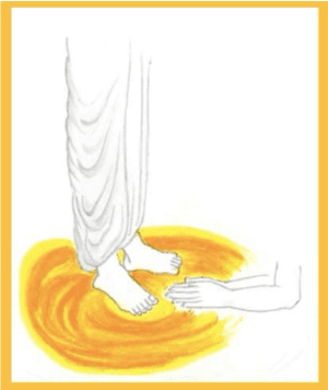 Guru enveloped in blue light symbolising sahasrara grace